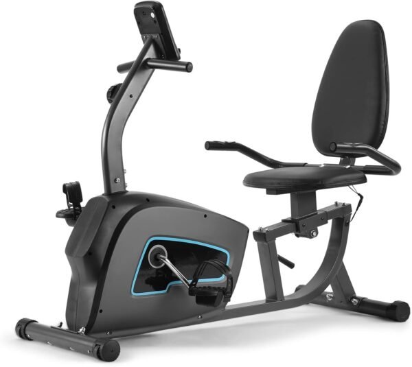 Recumbent Exercise Bike for Home Stationary Bike Sturdy Quiet 8 Levels Exercise Bike Large Comfortable Seat Heart Rate Handle & Device Holder 300 LB Weight Capacity - Image 2