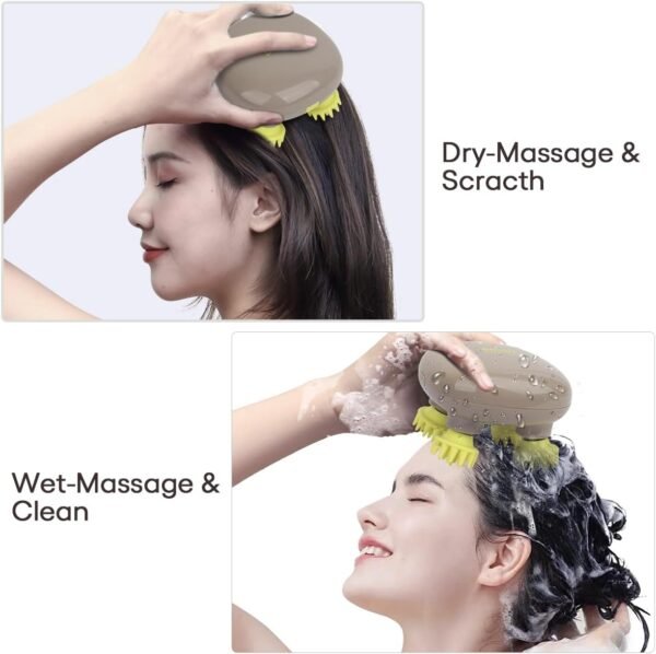 Electric Scalp Massager Portable Head Scratcher with Tissue Kneading Nodes with 4 Replacement Massage Heads - Image 4