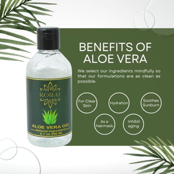 KORAI Aloe Vera Gel from freshly cut 99% Pure Aloe Vera Gel-Natural Ingredients-Vegan, Unscented - For Face, Skin, Hair, Sunburn relief - Image 3