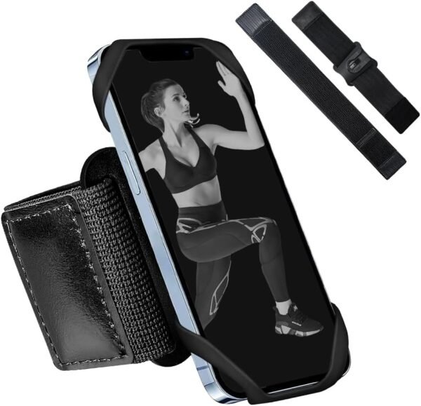 Running Armband Phone Holder, Arm&Wrist Phone Holder with 2 Different Lengths Strap Fit for Men Women Keep Your Phone Secure, Separable 360°Adjustable Phone Armband for Workout Running Jogging - Image 2