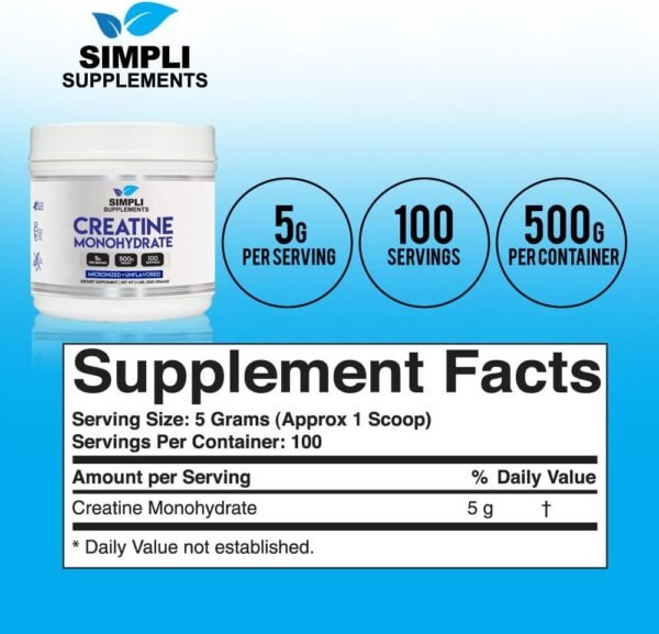 Premium Creatine Monohydrate Powder 500g | Best Creatine for Men and Women | Unflavored Creatine Nutritional Supplement for Muscle Building & Recovery | Non-GMO & Vegan-Friendly - Image 5