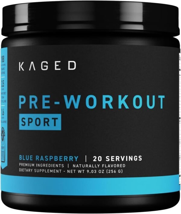 Kaged Pre-Kaged Sport Pre Workout Powder | Blue Razz | Energy Supplement for Endurance | Cardio, Weightlifting Sports Drink | 20 Servings - Image 2