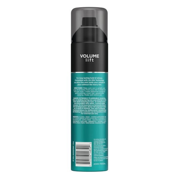 John Frieda Volume Lift Hairspray, Volumizing Hairspray with Air-Silk Technology for Fine or Flat Hair, Adds Body, Long-Lasting Hold, and Fullness for Fine, Thin Hair, 10 Oz - Image 6