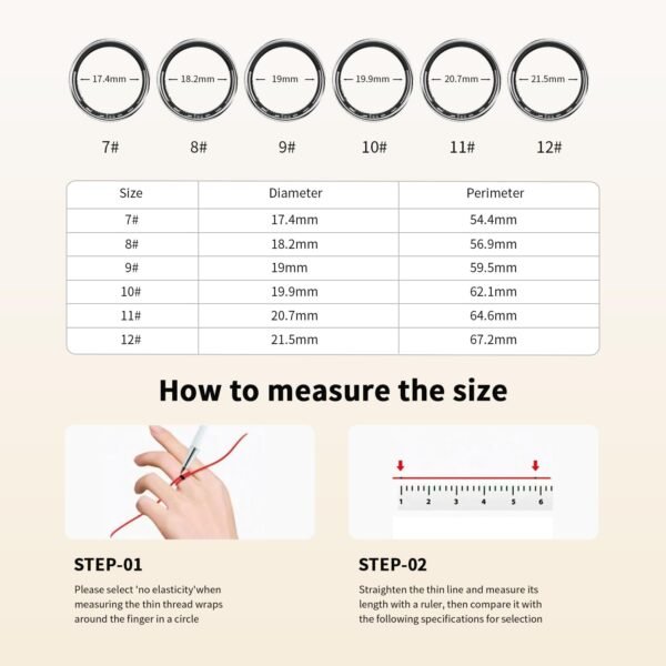 Fitness Tracker Smart Ring，Step Counter, Heart Rate Blood Oxygen Health Ring, for Men and Women - Image 3