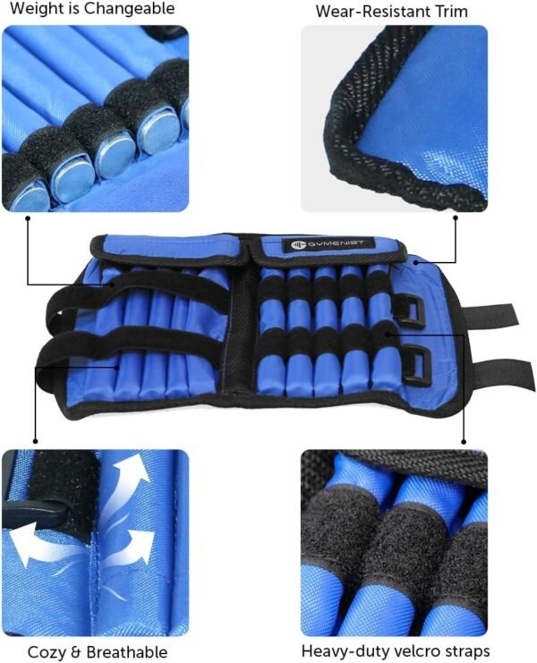Gymenist Pair Of Adjustable Ankle Weights Can Be Adjusted Easily With Metal Sticks Weight Set of 2 Wrist and Ankle Workout Exercise Weights - Image 3