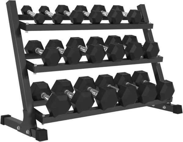 Mikolo Dumbbell Sets with Rack, Rubber Hex Dumbbells, Multiple Choices in 160/200/380/450/550LB, Hand Weights with Chrome Handle for Strength Training - Image 2