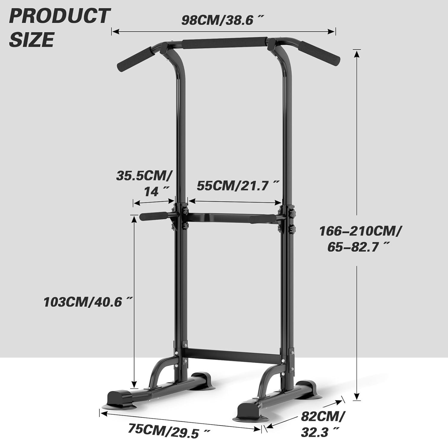 soges Power Tower Pull Up Bar Station, Free Standing Pull Up Rack Dip Station for Home Gym, Height Adjustable Home Strength Training Fitness Workout Equipment - Image 5