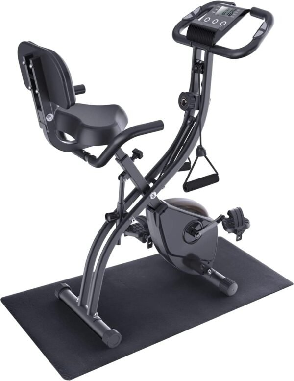 Foldable Exercise Bike Stationary Bike, Sportneer 4 in 1 Indoor Cycling Bike with 16 Level Magnetic Resistance Training Bike with Arm Resistance Band PVC Floor Mat Fitness Bike for Home Gym Workout - Image 2