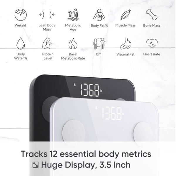 Wyze Scale S, Scale for Body Weight, Digital Bathroom Scale for Body Fat, BMI, Muscle, and Heart Rate, Body Composition Analyzer with App, Batteries Included, Bluetooth, 400 lb, White - Image 3