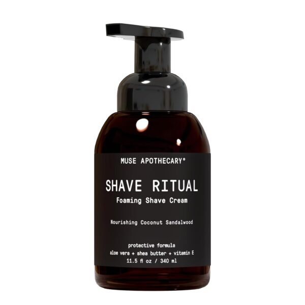 Muse Apothecary Foaming Shave Ritual - Natural Shaving Cream Sensitive Skin - Womens Shaving Cream Mens Shave Cream - Protective Formula Aloe Vera + Shea Butter + Vitamin E - Coconut Sandalwood 11.5oz - Image 2