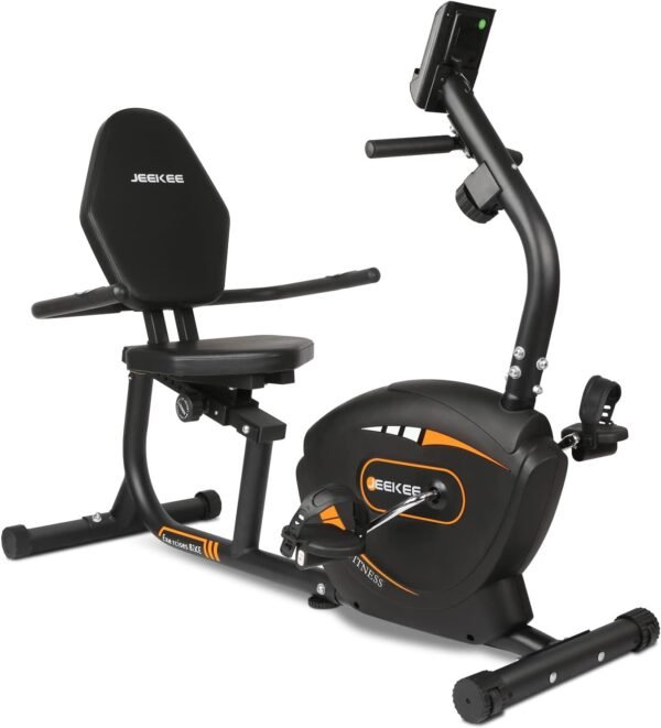 JEEKEE Recumbent Exercise Bike for Adults Seniors - Indoor Magnetic Cycling Fitness Equipment for Home Workout Black - Image 2