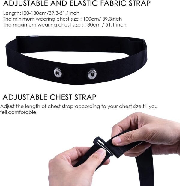 2Pack XUXIN Universal Replacement Heart Rate Monitor Soft Strap Adjustable Elastic Chest Mount Belt for Garmin, Wahoo, Black - Image 7