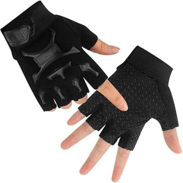 Kids Half Finger Cycling Gloves Non-Slip Fingerless Adjustable Mitten Shock-Absorbing Gloves for 3-6 Years Old Boys Girls Fishing Biking Exercise Training Roller Skating Parkour Outdoor Sports - Image 2