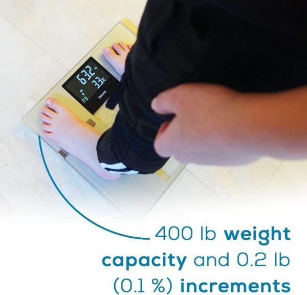 Beurer BF70 Body Fat Scale, Weight, Water & More, Smart Digital Scale for Full Body Analysis, BMI & Calorie Display, App Sync via Bluetooth, User Recognition, 8 Memory Spaces, Grey - Image 7