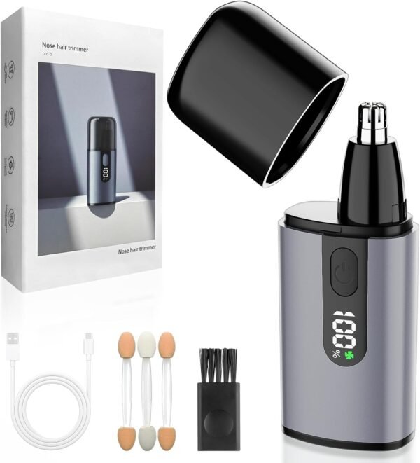 Nose Hair Trimmer for Men, Ear and Nose Trimmer for Men with Fast Charging Built-in Battery, Portable Nose Hair Trimmer for Women，LCD，Dual Edge Blade，High Speed 12000 RPM Motor - Image 2