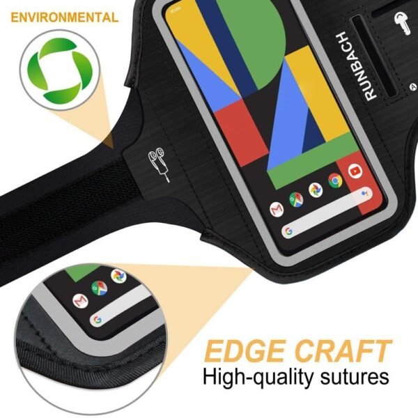 Running Armband for Google Pixel 8/7/6/6 Pro/5a/4XL/3a XL/3 XL,Sweatproof Running Exercise Case with Card Slot for Pixel 8/7/6/6 Pro/5a/4XL/3a XL/3 XL(Black) - Image 8