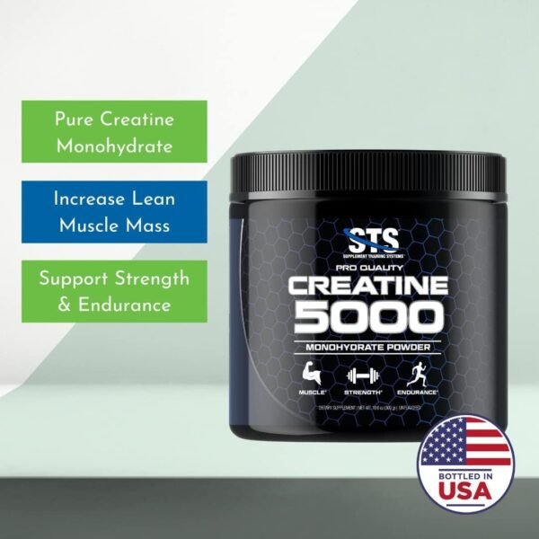 STS Creatine 300 Grams - 100% Pure Raw Creatine Monohydrate Powder, Pre-Workout, Post-Workout, Build Muscle and Stamina - 60 Servings - with Scoop - Image 6