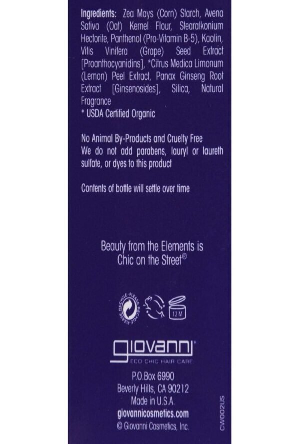 Giovanni Powder Power Dry Shampoo - Powder Dry Shampoo for Women & Men with Pump, Clean Formula for Oily Hair, Natural Ingredients, Non Aerosol, Non Toxic, Travel Size Powdered Dry Shampoo - 1.7 Oz - Image 3