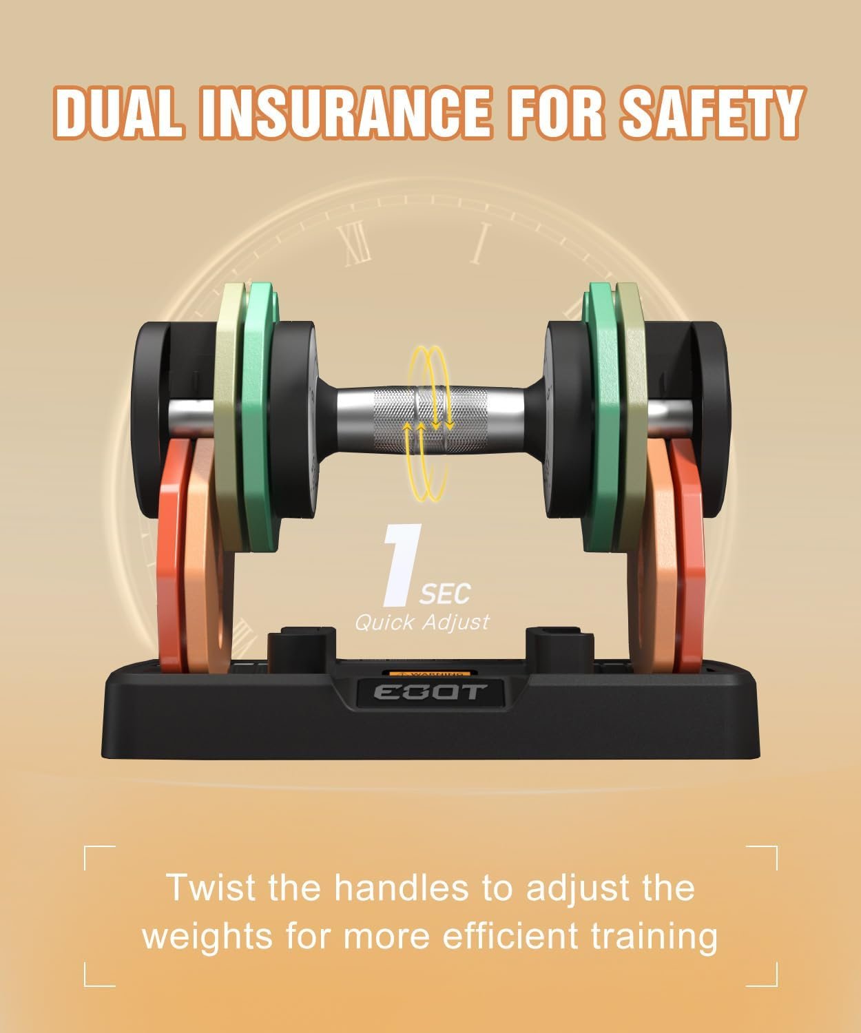 Adjustable Dumbbells Set of 2, 12.5LB/22.5LB 5 in 1 Free Adjustable Dumbbell Set with Anti-Slip Handle & Rainbow-colored Weight Plates for Home Gym, Weight Set for Women Men - Image 4