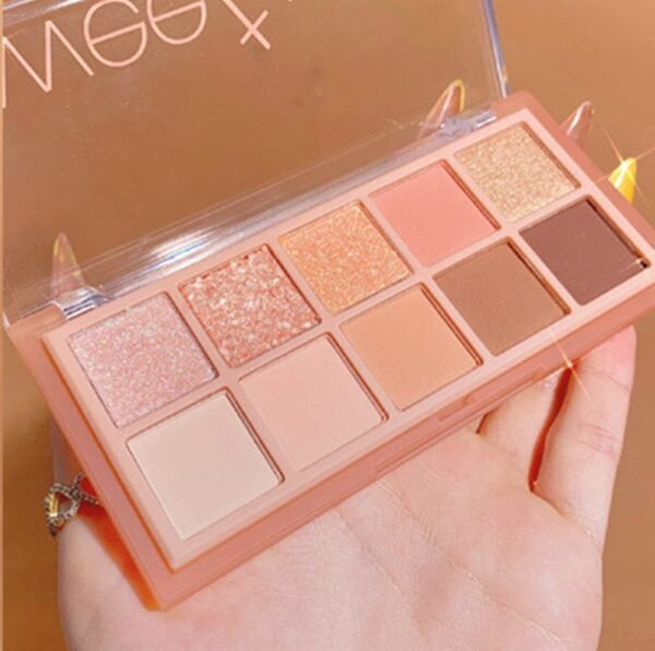 Go Ho 10 Colors Eyeshadow Palette,Matte&Glitter&Shimmer Eyeshadow Korean Makeup,Long Lasting Blendable Shades,Naturing-Looking,Waterproof Cool Eye Shadow Makeup Palette,01 - Image 2