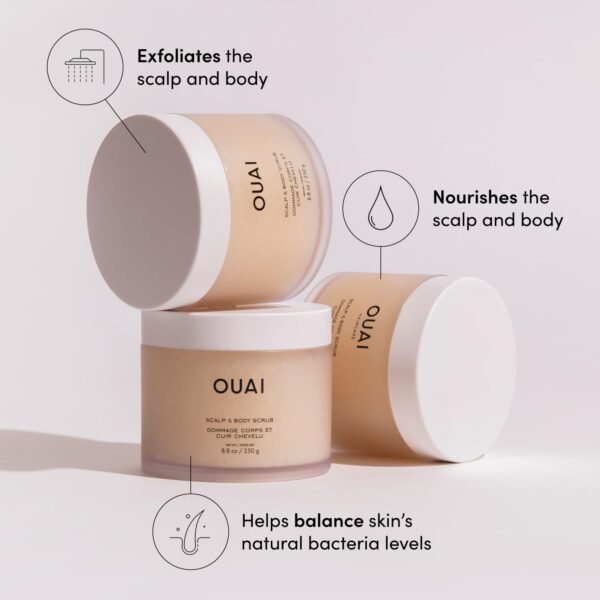 OUAI Scalp & Body Scrub, Melrose Place - Exfoliating Body Scrub with Sugar & Coconut Oil Blend for Smooth, Moisturized Skin - Gentle Scalp Scrub for Removing Product Build Up (8.8 Oz) - Image 3