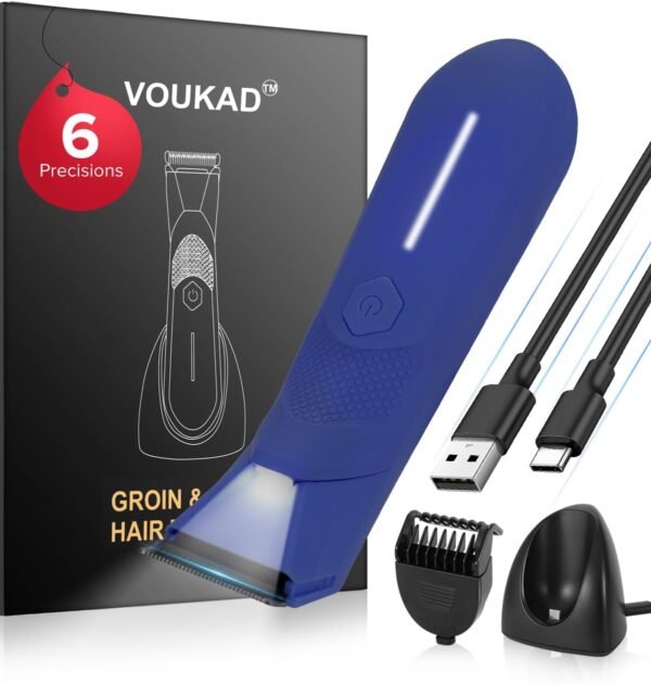 Personal Public Hair Trimmer for Women and Men, Electric Bikini Trimmer, Waterproof Groin Trimmer for Body Hair, with Light, Travel Size, 6 Precisions, with Charging Dock - Image 2