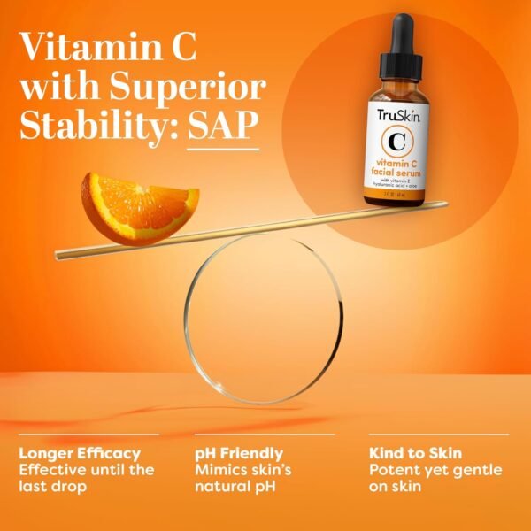 TruSkin Vitamin C Serum – Anti Aging Facial Serum with Vitamin C, Hyaluronic Acid, Vitamin E – Brightening Serum – Even Skin Tone, Improve Appearance of Dark Spots, Fine Lines & Wrinkles, 2 Fl Oz - Image 6