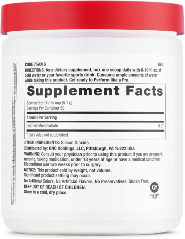 GNC Pro Performance Creatine Monohydrate Powder | Science-Backed | Improves Muscle Building, Strength and Athletic Performance | Banned Substance Free | 50 Servings - Image 3