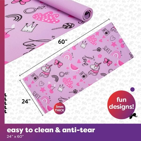 Antsy Pants Kids Yoga Mat - Yoga Mat for Kids, Yoga Mats for Home Workout, Travel Yoga Mat, Sturdy Workout Yoga Mat Non Slip, for Kids, Toddlers, Size 60” x 24”, 3mm Thick Free of Toxic Phthalates - Image 6