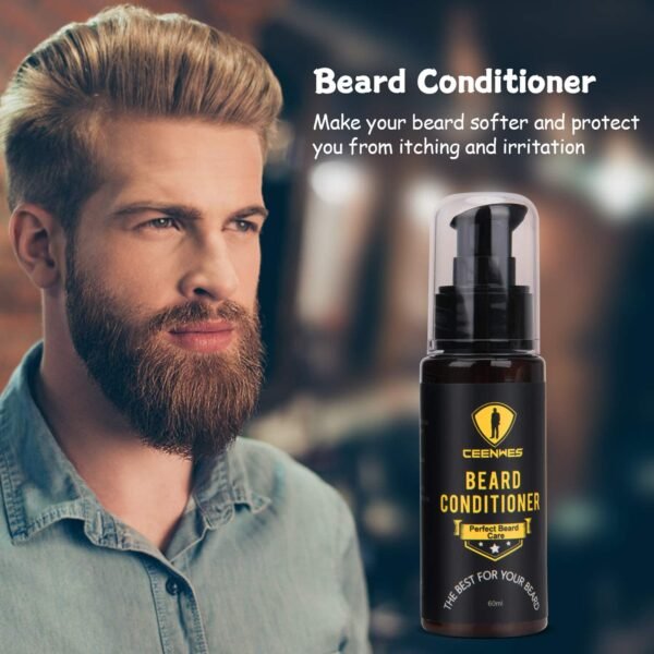 Ceenwes Upgraded Beard Grooming Kit - Conditioner, Oil, Brush, Comb, Balm, Scissors, Storage Bag for Beard and Mustache Trimming, Perfect Men's Gift - Image 3