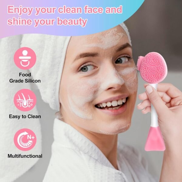 Silicone Face Scrubber Face Mask Brush Exfoliating Lip Brush Cleansing Brush Facial Cleansing/Wash Brush Exfoliator Blackhead Skin Care Tool Makeup Removes Dead & Dry Skin for Women Grils - Image 3
