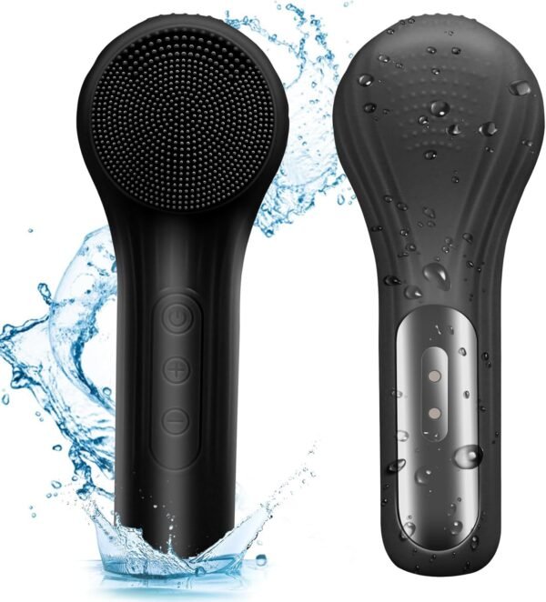 Silicone Face Scrubber Exfoliator, Silicone Face Wash Brush for Men & Women, Ipx7 Waterproof Rechargeable Facial Cleaner for Deep Cleansing, Exfoliating, Massage Face Scrubber (Black) - Image 2