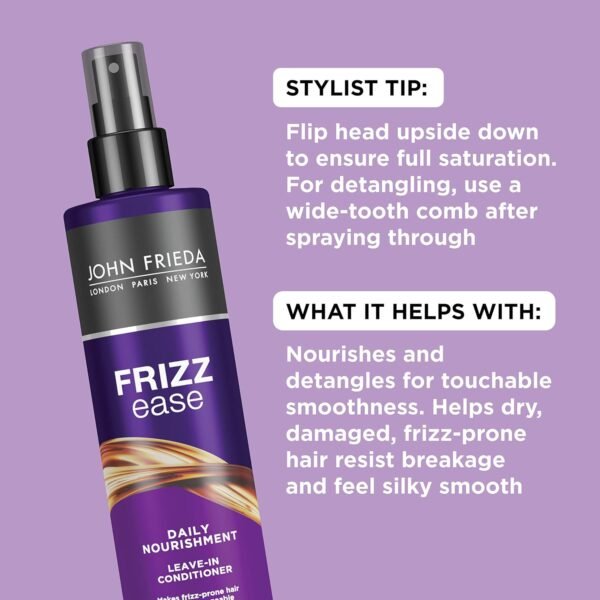John Frieda Frizz Ease Daily Nourishment Leave-In Conditioner, Detangles Frizzy, Damaged Hair, Reduces Breakage, Protects Against Heat, with Vitamins A, C, E & Green Tea Extract, 8 Oz, Pack of 2 - Image 3