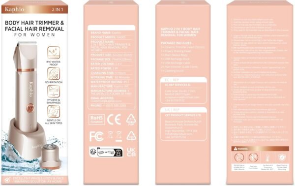 Bikini Trimmer for Women Pubic Hair: 2 in 1 Eletctric Razors for Women - Rechargeable Eletctric Shaver for Women - IPX7 Waterproof Bikini Trimmer for Underarm Leg Arm Body face (Rose Gold) - Image 8