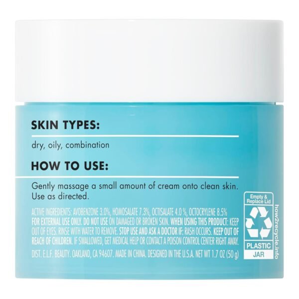 e.l.f. SKIN Holy Hydration! Face Cream - Broad Spectrum SPF 30 Sunscreen, Moisturizes & Softens Skin, Quick-Absorbing & Ultra-Hydrating, 1.8 Oz (50g) - Image 5