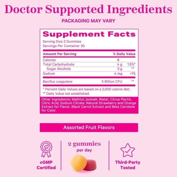 Pink Stork Probiotic Gummies for Prenatal & Postnatal Women - Probiotics for Digestion, Morning Sickness, pH Balance, Gut Health, Immune Support - 60 Sugar-Free Probiotics - 5 Billion CFUs - Image 5