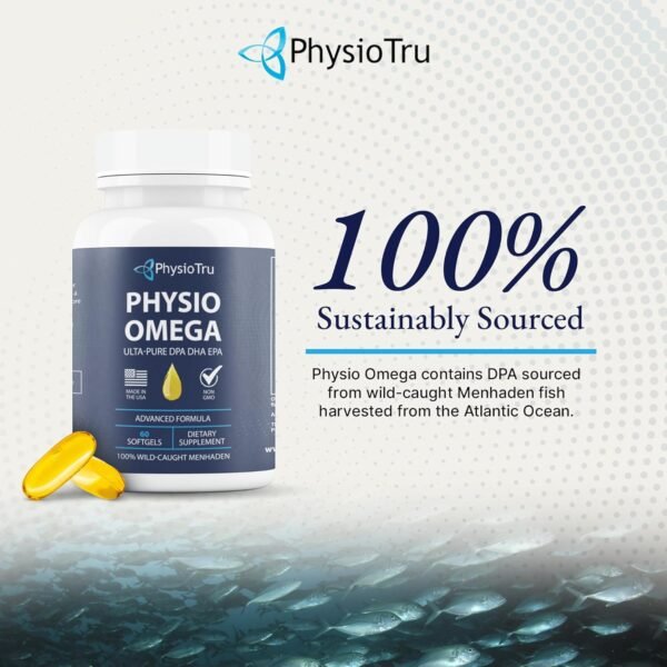 Physio Omega - Omega 3 Supplement - Sustainably Sourced - with DPA, EPA, and DHA - Burpless Fish Oil - 1 Pack - Image 8