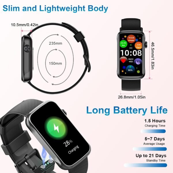 Smart Watch, 1.47" HD Smartwatch for Men Women with 24 Sport Modes, IP68 Waterproof Fitness Tracker with 24/7 Heart Rate/Sleep/SpO2 Monitor, Step Tracker, Pedometer, Activity Tracker for Android iOS - Image 8