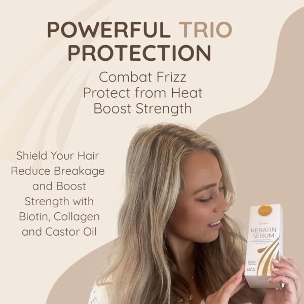 Vitamins Keratin Protein Hair Serum - Anti Frizz Control Hair Oil Repair Treatment - Gloss Shine & Heat Protectant for Frizzy Dry Damaged Locks - Image 4