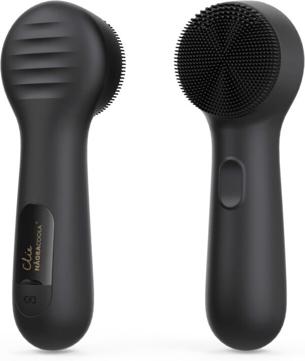 Silicone Face Scrubber, NågraCoola CLIE 2.0 Facial Cleansing Brush, Rechargeable, Waterproof Face Scrub Brush for Cleansing, Exfoliating, Massaging, Electric Facial Exfoliator for Women & Men - Black - Image 2
