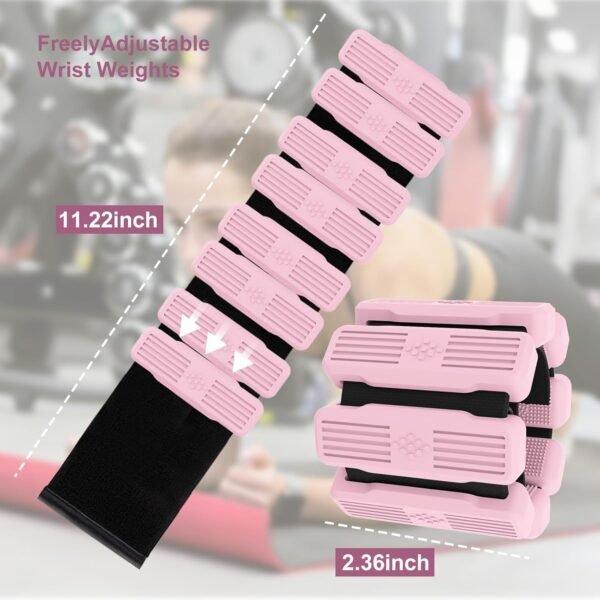 Pilates Wrist & Ankle Weights for Women, Wearable Wrist Weights& Leg Weights Set of 2(1Lbs Each) Adjustable Ankle Weights for Walking,Yoga, Dance, Pilates, Pool Exercises and Gym - Image 7