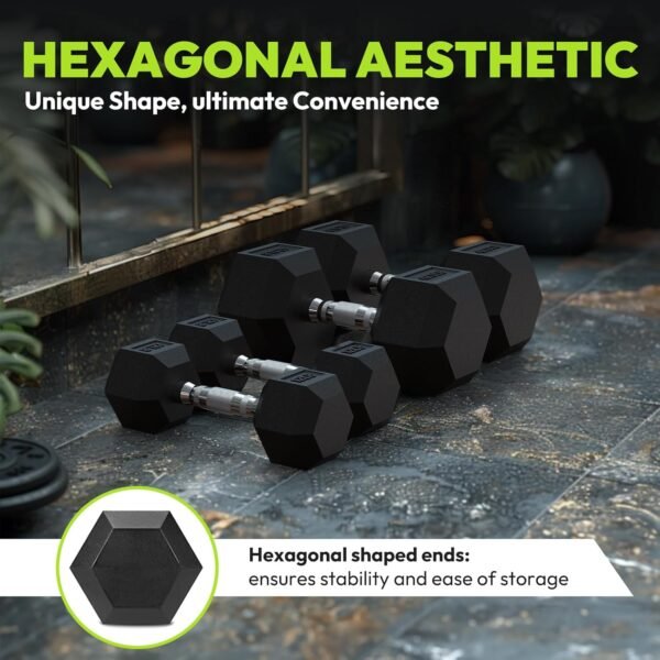 Hex Dumbbell Sets with Rack, 75-210 lb Rubber Encased Exercise & Fitness Dumbbells Set with Rack Option, Hand Weight for Strength Training, Weight Dumbbells Rack Set for Home Gym - Image 6