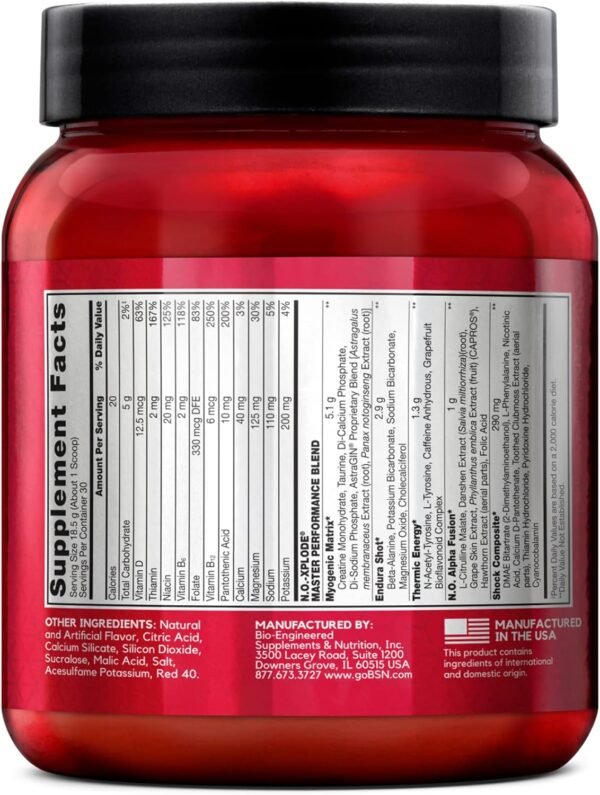 BSN N.O.-XPLODE Pre Workout Powder, Energy Supplement for Men and Women with Creatine and Beta-Alanine, Flavor: Fruit Punch, 30 Servings - Image 7