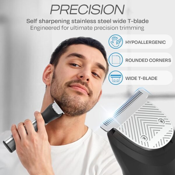 HUMMINGBIRD MK9 MasterGroom All-in-One Trimmer – 21-Piece Men's Grooming Kit for Beard, Head, Hair, Body, and Face, Waterproof, Stainless Steel, USB C Rechargeable, LED Display - Image 5