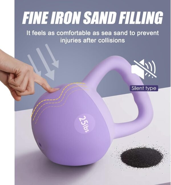 soges PVC One-Piece Kettlebell with Wide Handles, Strength Training Kettlebells 5lb to 35lb Optional for Women of Different Levels, Iron Sand Filled Soft Kettlebell - Image 8