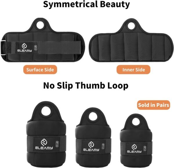 Wrist Weights with Thumb Loops Lock for Women & Men, 0.5lb*2/1lb*2/1.5lb*2/2lbs*2/3lbs*2, Suitable for Walking, Running, Yoga, Aerobics，Wrist & Ankle Weights Strength Training - Image 4