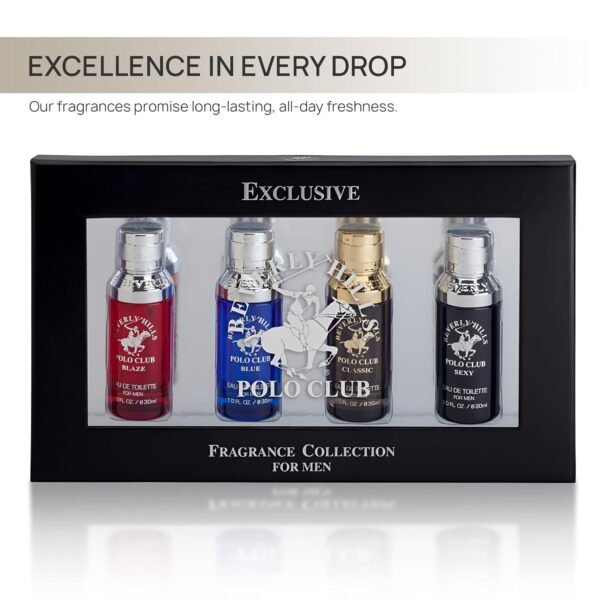 Beverly Hills Polo Club Exclusive Fragrance Collection For Men With 4 Different Fragrances, Blaze, Blue, Classic, and Sexy, 1fl oz Each (Pakaging May Vary) - Image 3