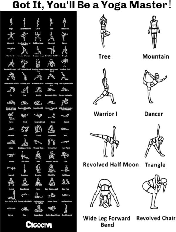 Upgrade New Instructional Yoga Mat with 75 Poses Printed on It, 6mm Travel Yoga Mat with Bag Christmas Gifts for Women and Men, 1/4 Inch Extra Thick Non-Slip - Image 3