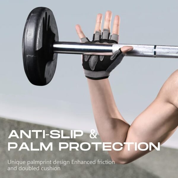 LIFECT Essential Breathable Workout Gloves, Weight Lifting Fingerless Gym Exercise Gloves with Curved Open Back, for Powerlifting, Women and Men - Image 5