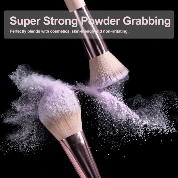 BS-MALL Travel Makeup Brush Set Foundation Powder Concealers Eye Shadows Makeup Set with LED light Mirror 14 Pcs Mini Makeup Brushes (APINK) - Image 4